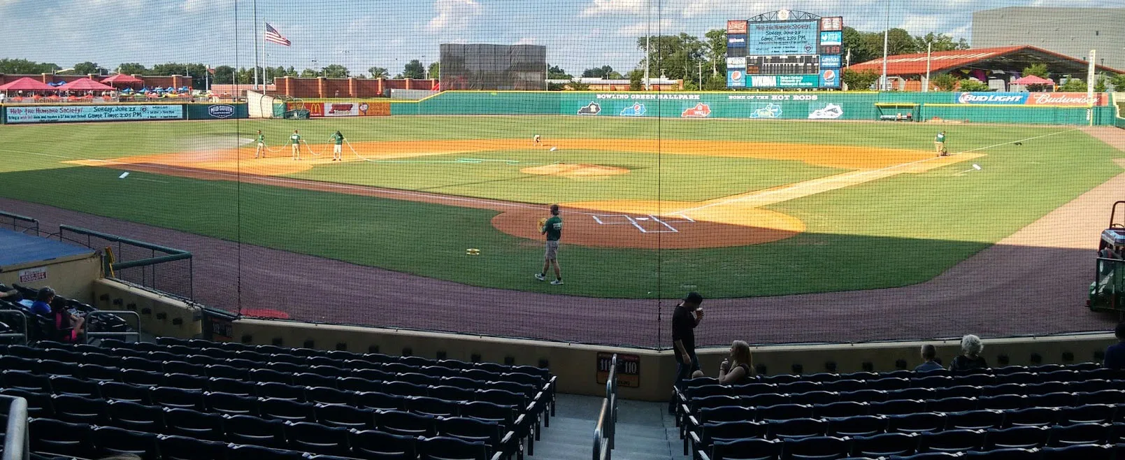 Bowling Green Ballpark seen from behind home plate, the start and finish of the bg26.2 marathon