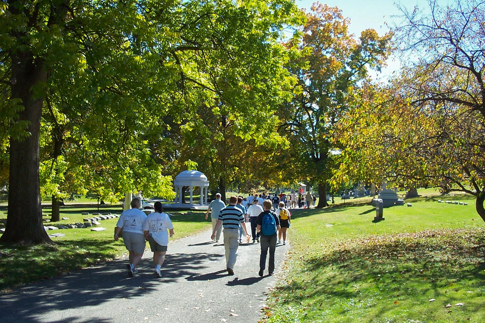 Walkers on a park path during an AIDS walk in Indianapolis. The picture does not show the Bowling Green walk.