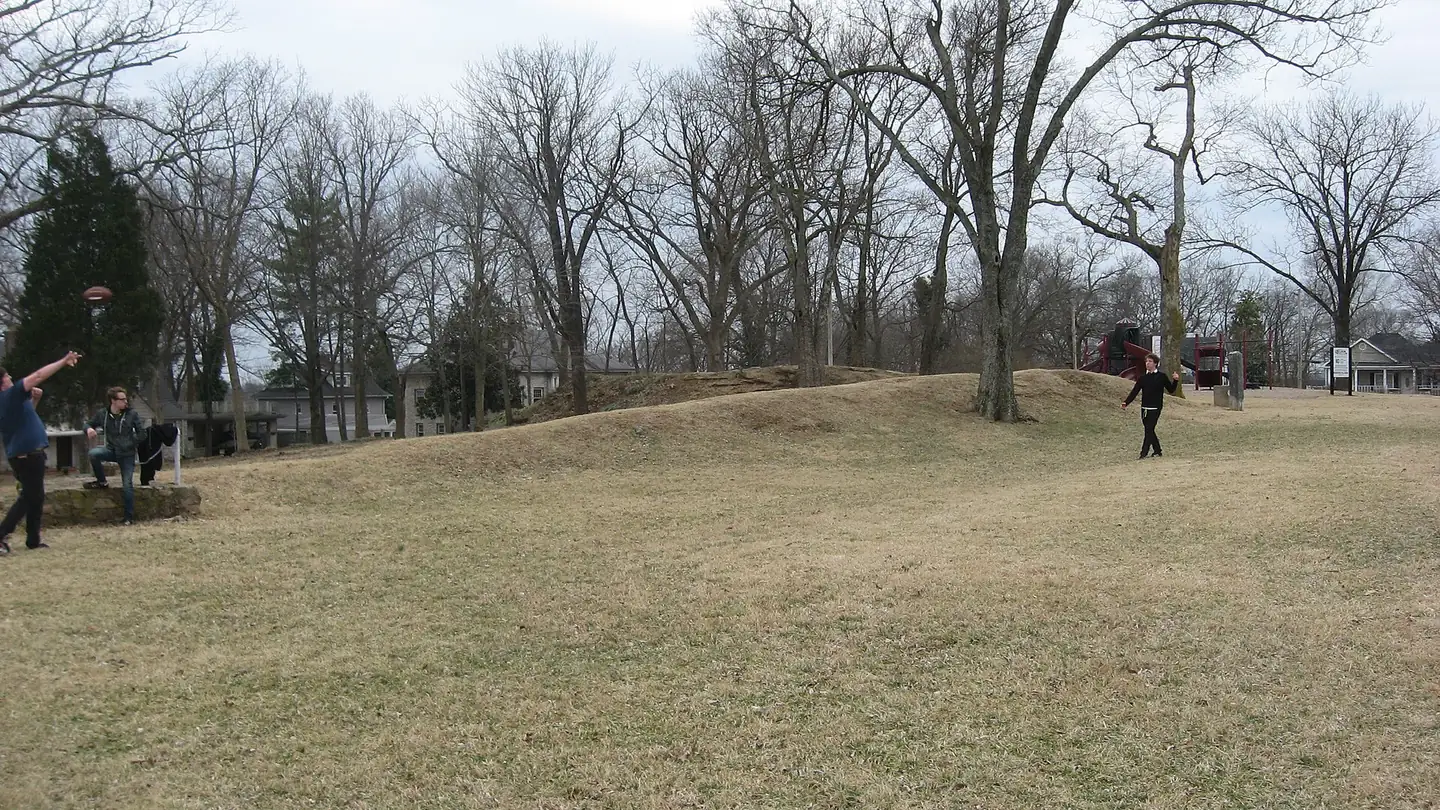The grassy earthworks of Fort C.F. Smith in Reservoir Park on Reservoir Hill in Bowling Green