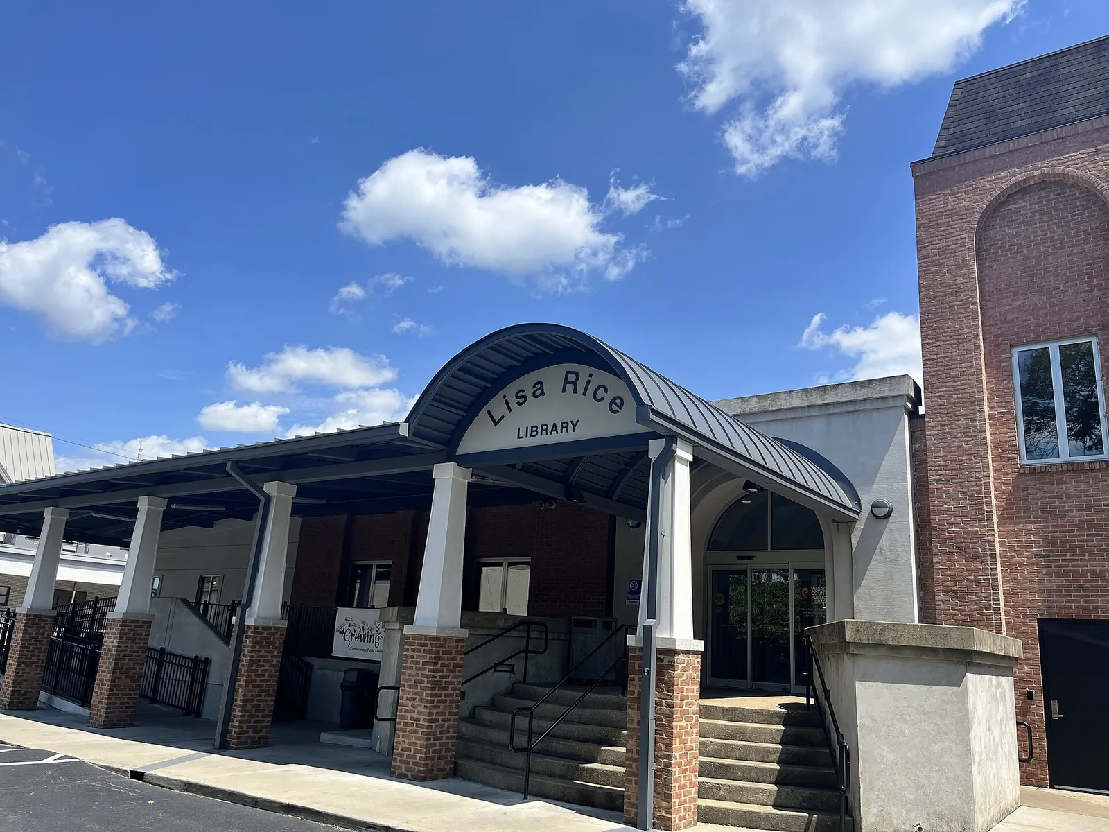 The entrance to the Lisa Rice Library, the Warren County Public Library's main branch on State Street in Bowling Green