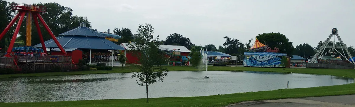Rides around the pond at Beech Bend Park in Bowling Green, the park that is home to Beech Bend Raceway