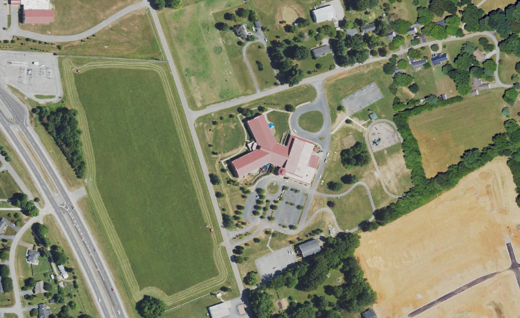 Alvaton Elementary on Old Scottsville Road in Alvaton, seen from the air in 2022