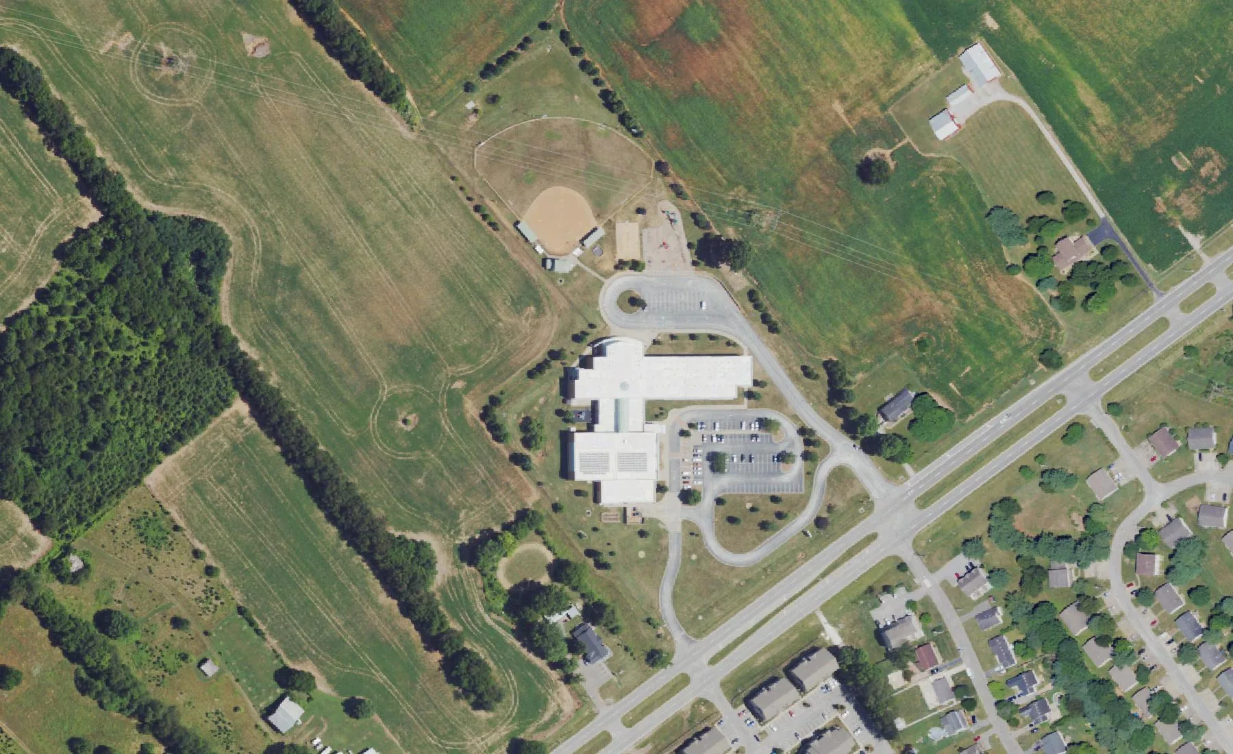 Bristow Elementary on Louisville Road in Bowling Green, seen from the air in 2022