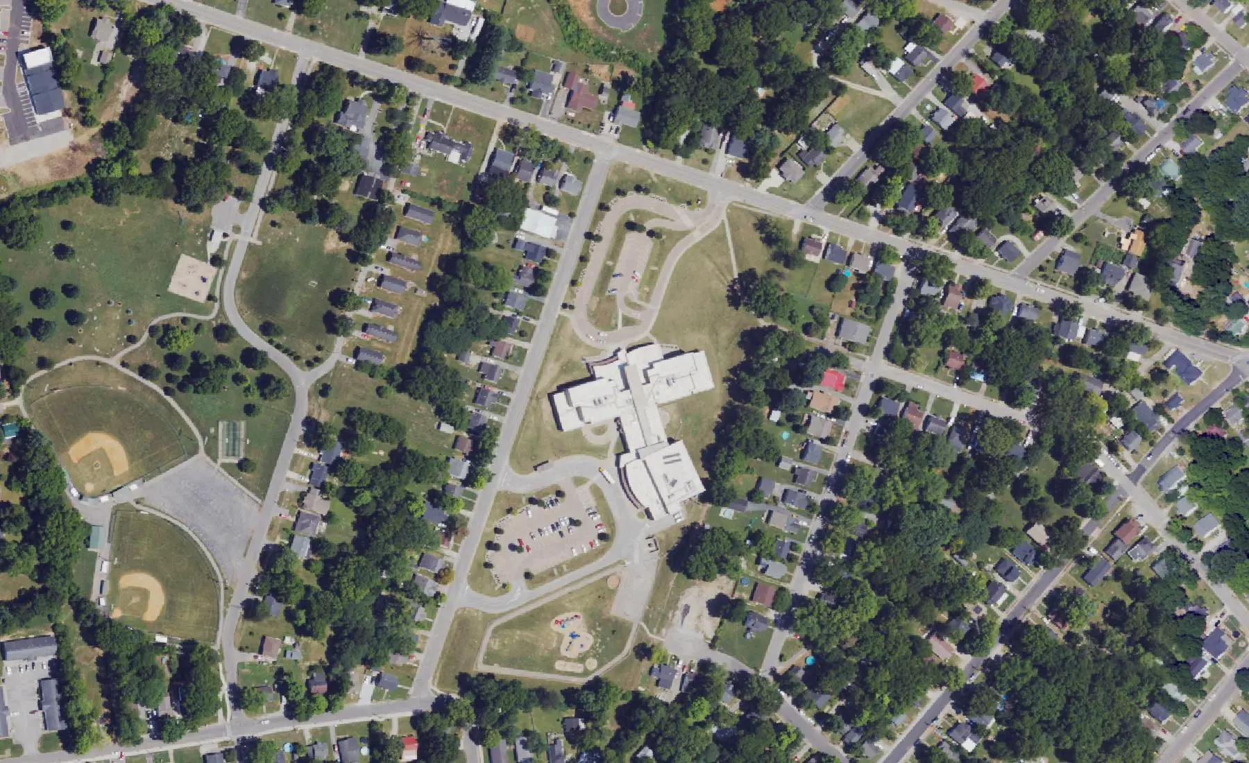 Dishman-McGinnis Elementary on Glen Lily Road in Bowling Green, seen from the air in 2022