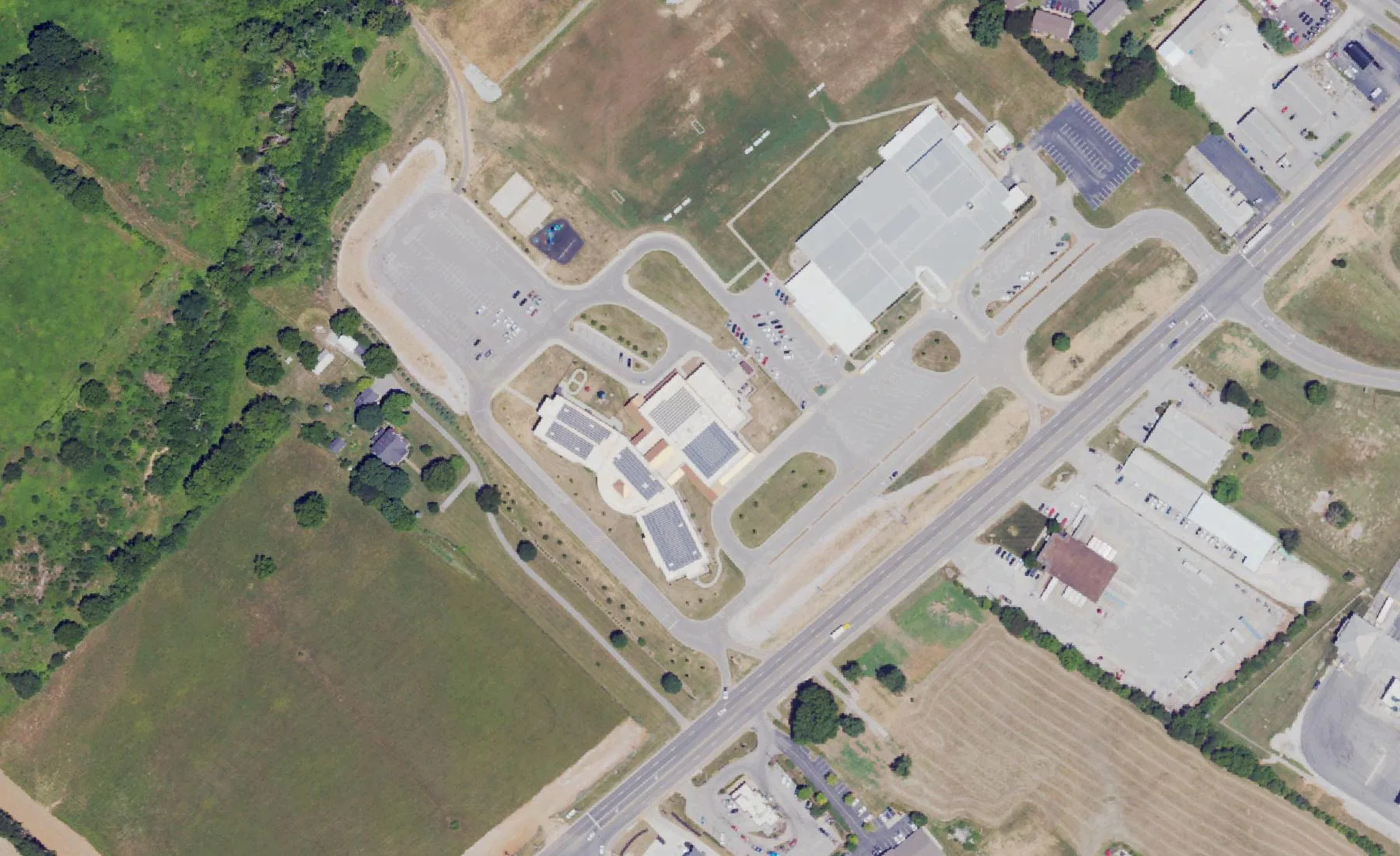 Jennings Creek Elementary on Russellville Road in Bowling Green, seen from the air in 2022