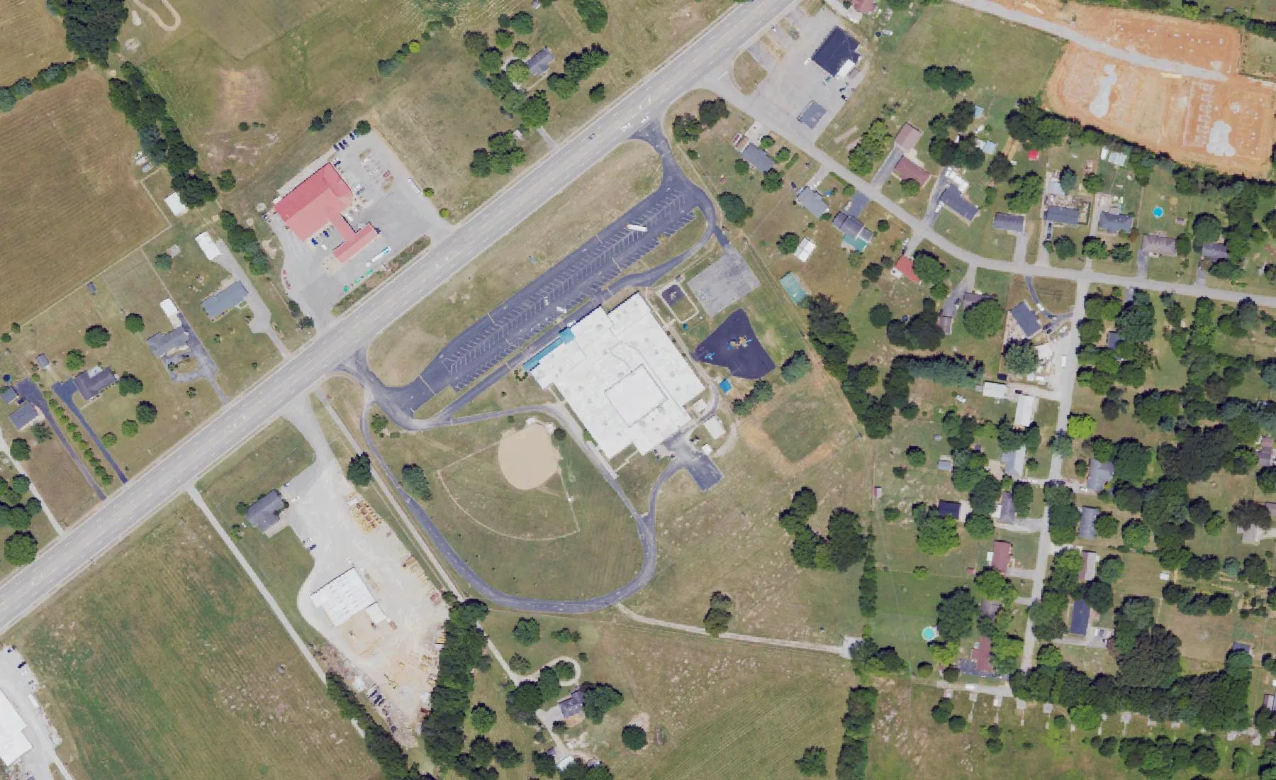 Rockfield Elementary on Russellville Road in Bowling Green, seen from the air in 2022