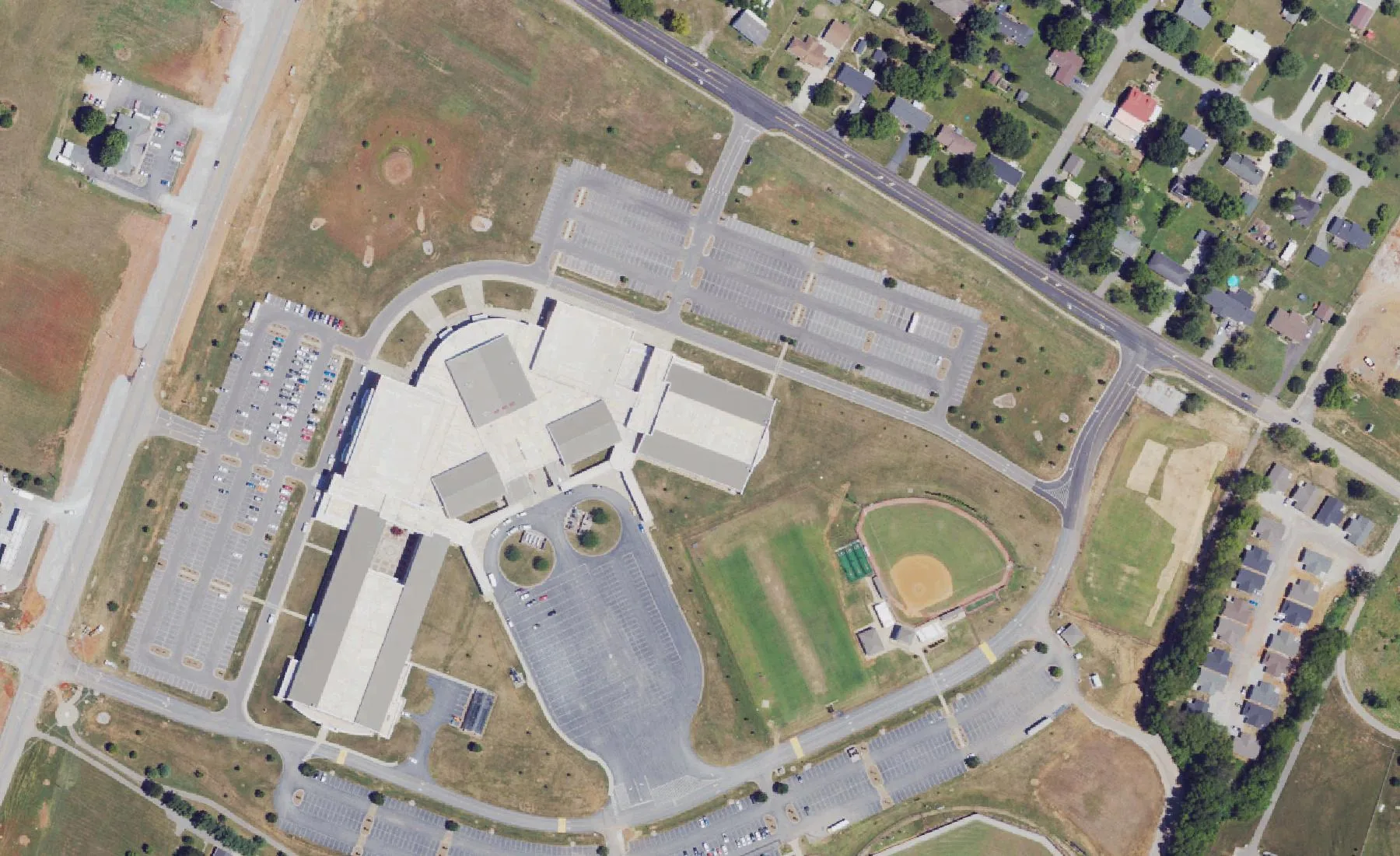 South Warren Middle School on Rich Pond Road in Bowling Green, seen from the air in 2022