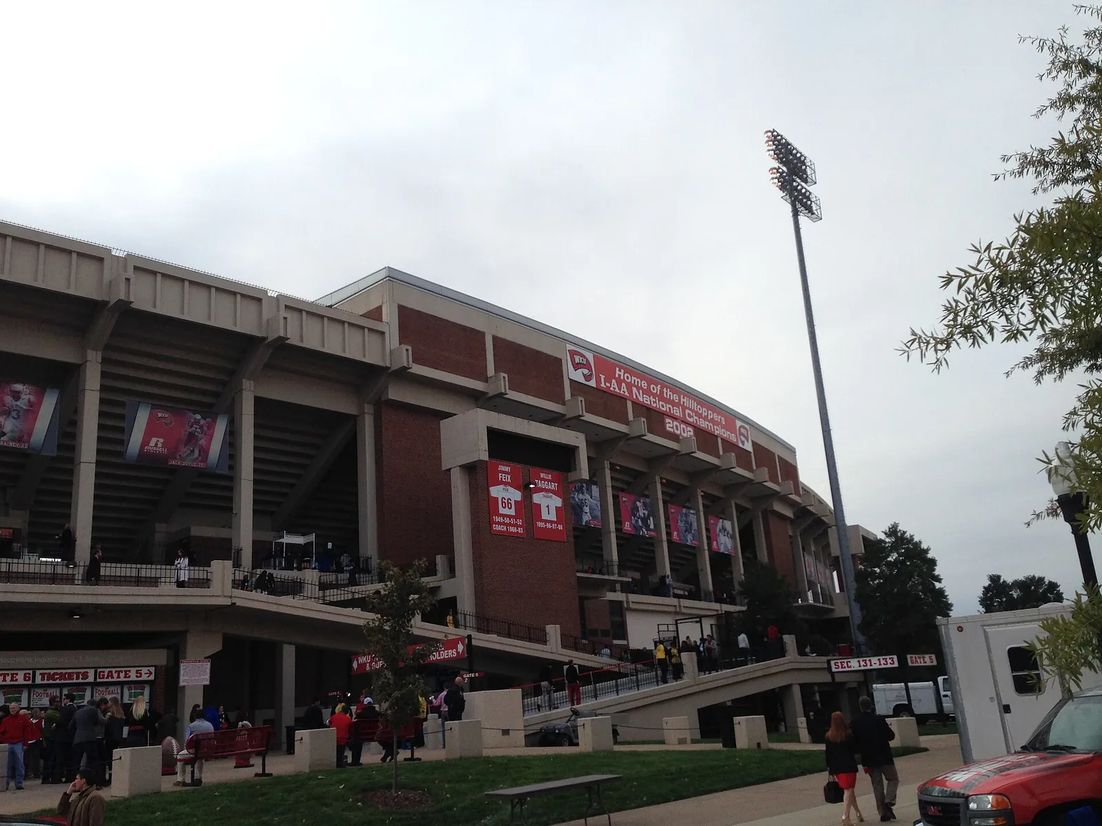 Fans arriving at Houchens Industries-L.T. Smith Stadium on the Western Kentucky University campus, home of WKU football