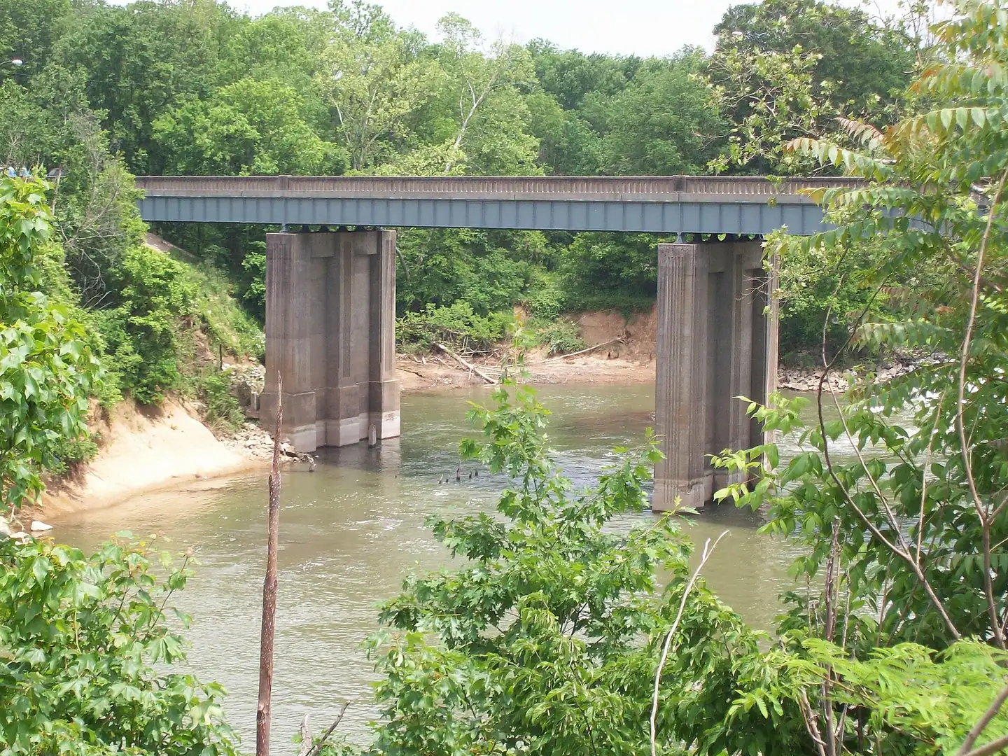 The Barren River flowing under the Ky. 3225 bridge near downtown Bowling Green